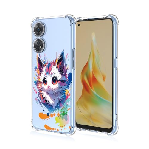WOKEZ Transparent Kattfodral till Oppo Reno8 T 4G – Stötsäkert Design