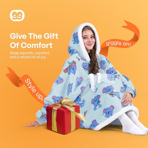 Giggling Getup Sherpa Wearable Blanket Hoodie – Adult Oversized — view 8