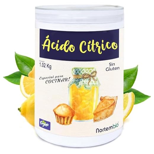 NortemBio Acide Citrique 1,02 Kg. La Meilleure Qualité Alimentaire. Intrant Biologique. Poudre, 100% Pure. E-Book Inclus.
