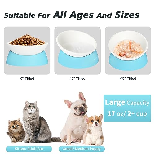 Image of Cat Bowls Elevated Cat Food Bowl Adjustable Cat Dish Anti-Slip and Anti-Noise Raised Cat Bowl Protecting Pet's Spine Thickened Plastic Bowl Suitable for Indoor Cats, 17 Oz