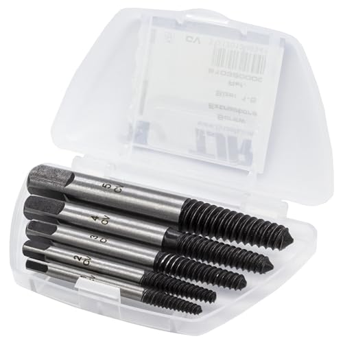 TJR® Set di 5 estrattori per viti a spirale, misure #1-#5 per M3-M8 - Easy Out Multi-Spline Stripped Bolt Remover