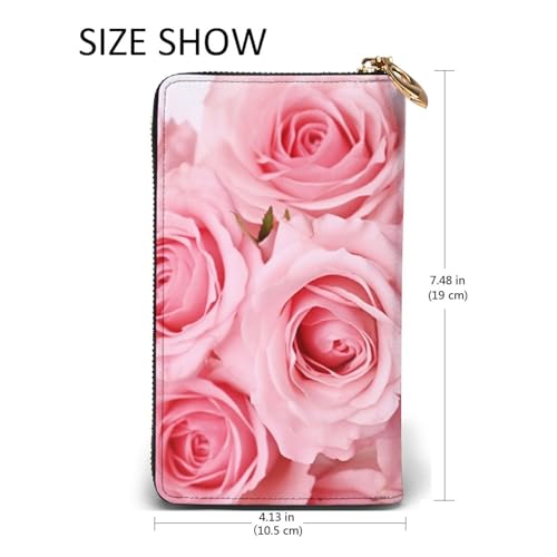 Fresh Roses Wallet For Women Men Clutch Rfid Blocking Leather Wallets Large Capacity Purse Credit Card Holder Money Case With Zipper Phone Holder Long Travel Purse 5