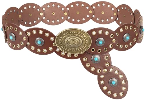 INOGIH Women Vintage Wide-Diso Western-Cowgirl-Belt Boho-Style Concho-Country-Belts for Dress Skirt