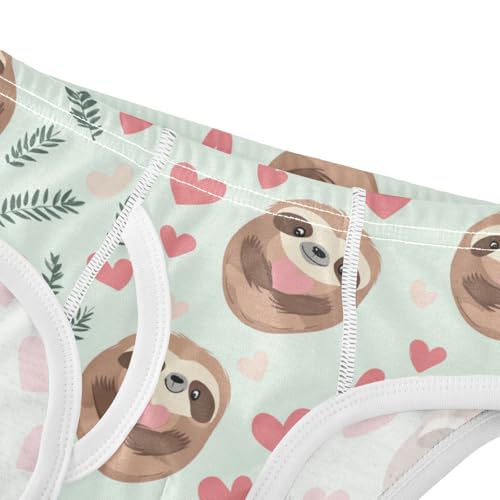 Wusikd Cute Sloths Pink Hearts Leaves Boys' Underwear Cotton Boys Briefs Soft Toddler Underwear 2T4