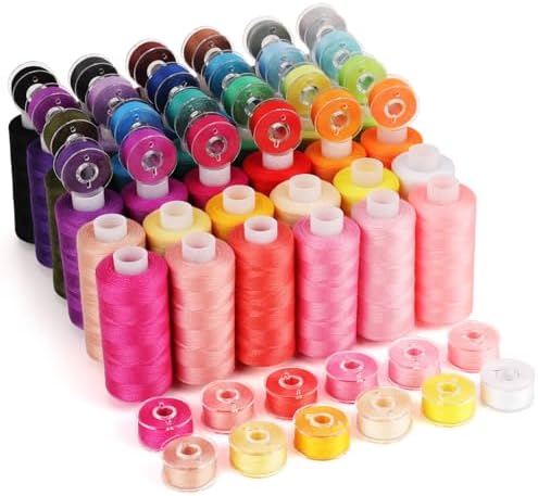 72 pcs Sewing Machine Thread Kit, Thread with Prewound Bobbins & 36 Colors, 400 Yard Polyester for Hand Sewing DIY & Emergency Home, Christmas Stocking Stuffers White Elephant Gifts for Women Mom