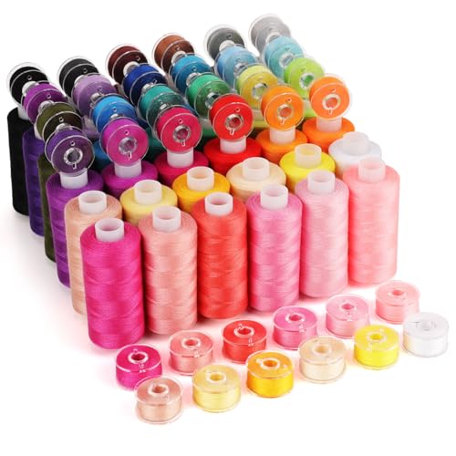 Coquimbo 72 Stück Nähgarn Set, 36 Farben 400Y Nähgarn für Nähmaschine mit 36 Spulen in Gleicher Farbe, Overlock Garn für Overlock Nähmaschinen Garn Nähmaschine, Ideal für Näh-Einsteiger