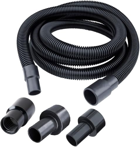 Image of POWERTEC 70175 10 Ft. Dust Collection Hose Kit with 5 Fittings for Woodworking Power Tools Home and Wet/Dry Shop Vacuums