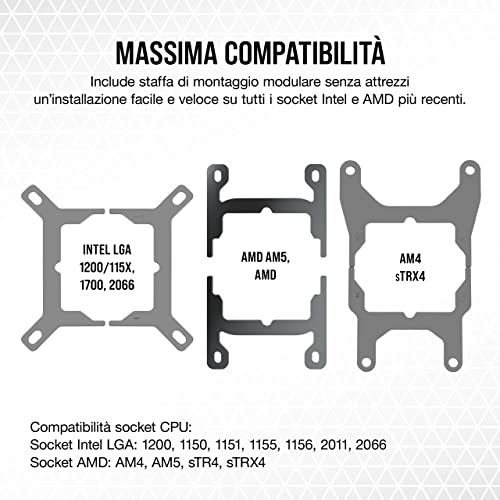 Corsair Icue H100I Elite Capellix Xt Dissipatore A Liquido Per Cpu - Due Ventole AF120 Rgb Elite - Radiatore Di 240 Mm - Intel® Lga 1700, 1200, 115X, 2066, Amd® AM5, AM4 - Bianco - 7