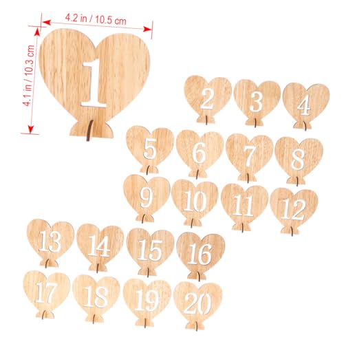 Numéros de table bois support cœur porte-nom réception mariage pas cher - 6