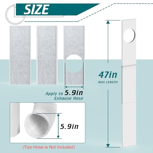 Daisypower Portable Air Conditioner Window Kit With Foam Insulation,Heat And Noise Insulated,Adjustable Seal Panels for AC Hose,Fits Single Double Hung Window,Sliding Window (5.9 IN) - Thumbnail 3