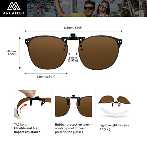 Image of Clip on Sunglasses Over Prescription Glasses Polarized Anti Glare Flip Up UV Protection Glasses For Men Women