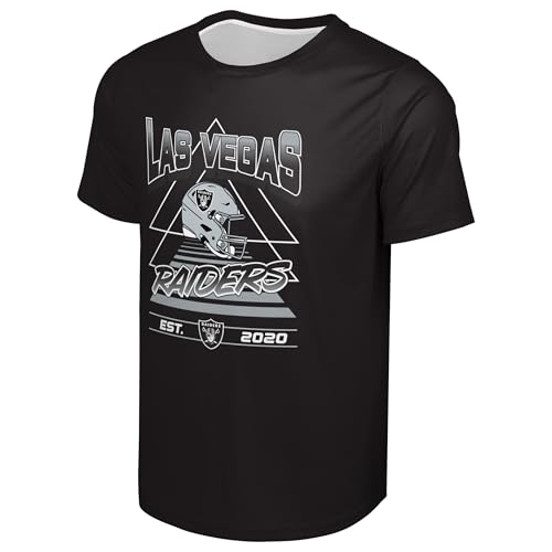 FOCO NFL Mens Official Helmet Logo Established Performance T-Shirt (US Alpha Small Regular Regular Las Vegas Raiders - Black)