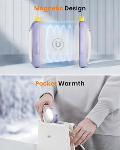 Gaiatop Handwärmer Elektrisch, 2er-Pack 3 Heizmodi Magnetisch Tragbar Taschenwärmer Wiederverwendbar, Outdoor Camping Hand Warmers Wandern Gadgets Jagd Zubehör Geschenk für Frauen Männer