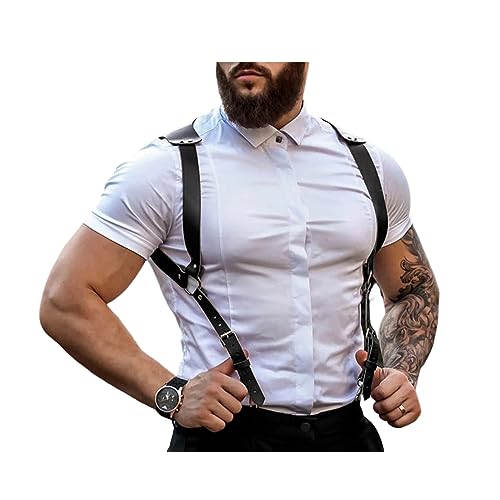 Harness Belt Costume for Men, Men's Pu Leather Body Chest Sexy Body Harness Belt Restraints Adjustable Buckle Clothes Outfits, Nightclub Cosplay Clubwear #10