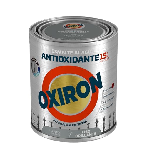 OXIRON Esmalte antioxidante al agua Liso Brillante Gris Perla 750ml