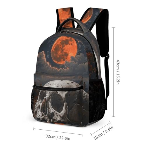 Night And Skull Backpack Set 3 Piece, Durable Backpack Insulated Lunch Bag Portable Pencil Case for Men Women2