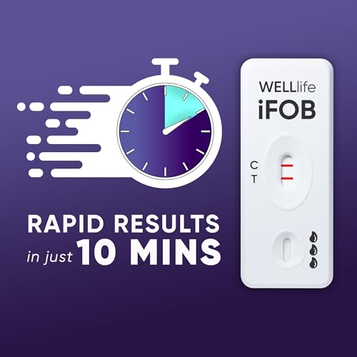 WELLlife iFOB Immunochemical Fecal Occult Blood Test, Colon Screening Test Kit Stool Test at Home Easy to Use, 1 Test Detect Hidden Blood in 10 Minutes FOB Test for Home