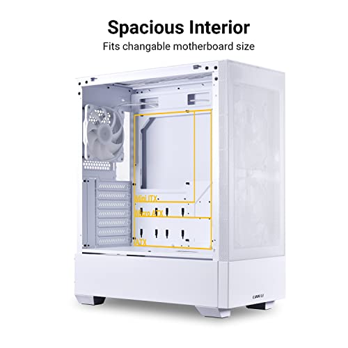 Image of LIAN LI High Airflow Mid-Tower ATX PC Case with RGB Fans, Tempered Glass Side Panel, USB-C Port (LANCOOL 205 MESH C, White)