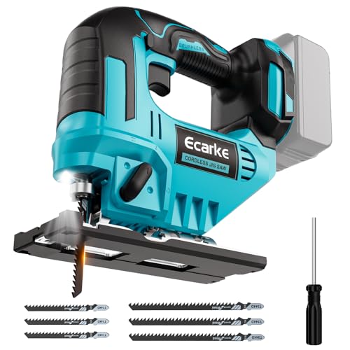 Ecarke Scie sauteuse sans fil 750W compatible avec batteries Makita 18V, vitesse réglable, 6 lames incluses & système de serrage rapide, pour bois, métal, plastique (sans batterie ni chargeur)