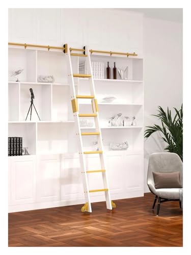 Kit échelle bibliothèque coulissante dorée pour optimiser le salon avec style - 3