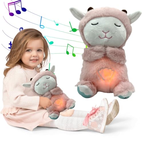 Opiniones y reviews de Oveja peluche Top cinco. 33 ALINUOYQ Animales de Peluche Juguetes Que Respira, Relief Oveja Rosa Peluche Juguetes para Ansiedad, Peluche Juguetes para Dormir con Música Y Luces, Muñeca de Consuelo