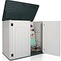 Plainsity 47 Cu ft Outdoor Storage Shed, Resin Outdoor Storage Box for Patio Yard Weatherproof Outdoor Storage Cabinet for Tools Pool Supplies - Lockable Deck Boxes Outdoor Waterproof(Creamy White)