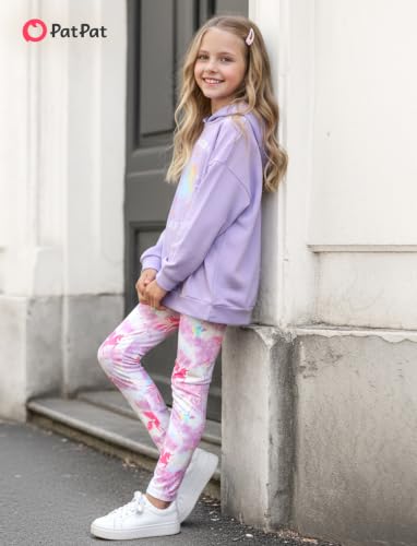 Image of PATPAT Girls 2 Piece Outfits Long Sleeve Hoodie and Leggings Clothing Set Outfits for Girls 4-12Y Fall /Winter Outfits