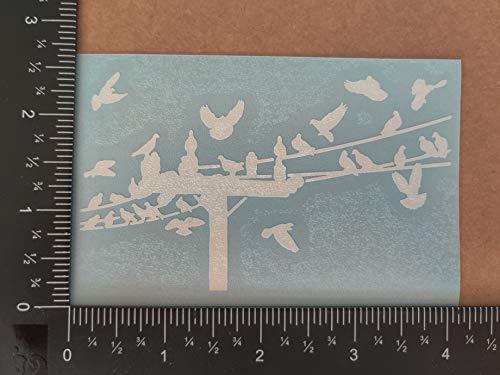 Autocollants oiseaux silhouette blanche petit format 10cm fil - 4