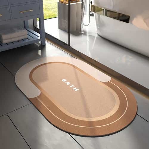 Image of MontVoo Bath Mat - Non Slip, Quick Dry, Stain Resistant Bath Mat Rug for Bathroom Floor - Easy Care Shower Rug for Outside Bathtub - 17 inchx27 inch Brown