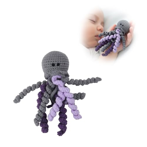 Image of Handmade Crochet Octopus for NICU Baby & Preemies, Gifts for Baby (Gray) | Preemie Gifts, Scent Bonding Keepsake for Baby, NICU Separation Gift, Soft Comfort Gift for Newborn, NICU Baby Essentials