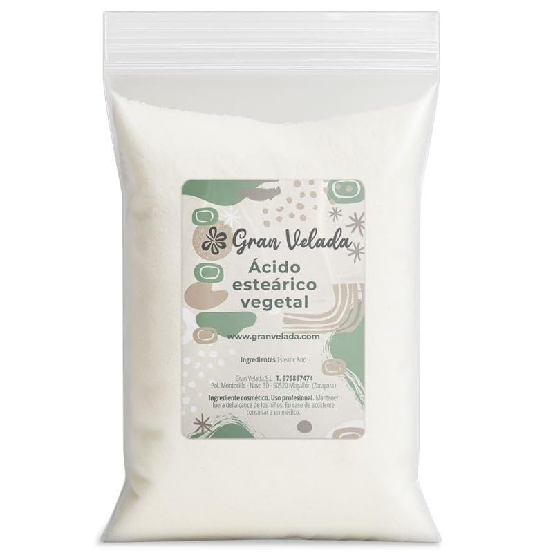 Gran Velada Acido Estearico Vegetal 100 g | Endurecedor Natural para Jabones y Velas | Espesante para Cremas Cosméticas | Origen 100% Vegetal | Ideal para Cosmética DIY