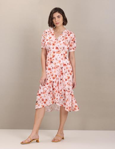 Image of U.S. Polo ASSN. Women's Floral Print Tiered Midi Dress
