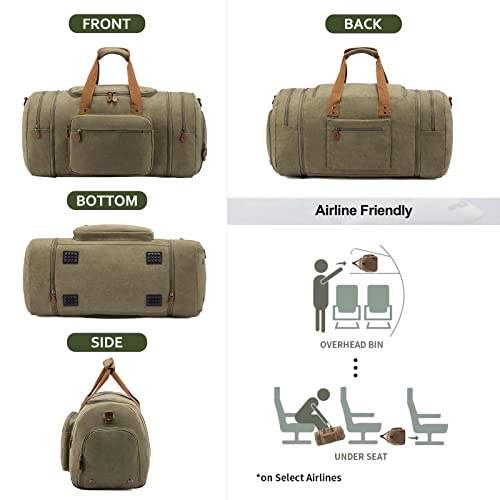 Image of Sucipi Canvas Travel Duffel Bag for Men, Weekend Overnight Bag with Shoe Compartment and Toiletry Bag, Carry-On for Airplanes, Green-1