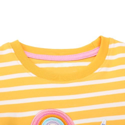 Image of Toddler Girls T-Shirt Short Sleeve Shirt Unicorn Bunny Print Cute Summer Tops Tees Dinosaur Graphic