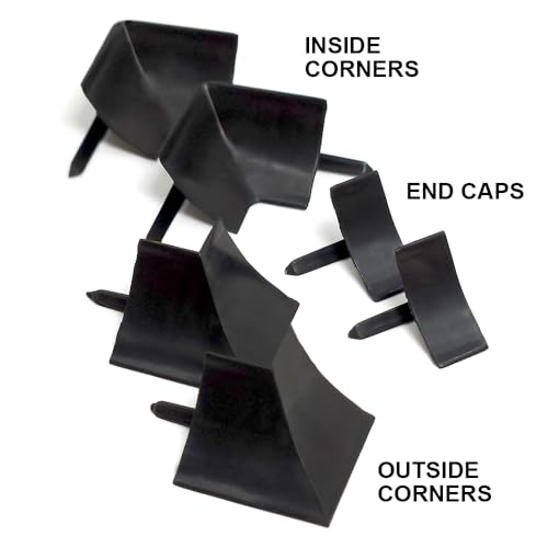 Image of InstaTrim Corner & End Caps - Six Black 1 /2 inch Wide Trim Corner and End Pieces - Finishing Caps for Corners & Exposed Ends - Paintable | Six paintable black corner /end caps finish exposed trim ends and corners on matching 1 /2 in InstaTrim installations at home.