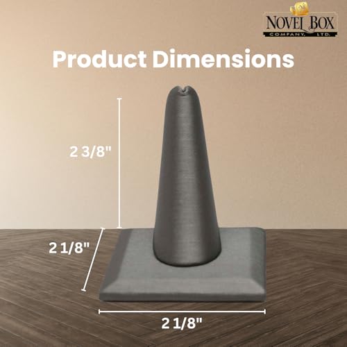 Image of Novel Box Single Finger Steel Gray Ring Stand Holder Jewelry Display 2X2X2 + NB Cleaning Cloth