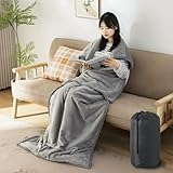 Softime 毛布 寝袋 筒型毛布 着る毛布 冬 着る寝袋 着るブランケット 抗菌防臭 寒さ対策 暖かい 冬用 お昼寝毛布 フランネル素材 洗える 包まれる毛布 車内 防災 部屋 オフイス 出張 アウトドア インナーシュラフ 78x210cm グレー