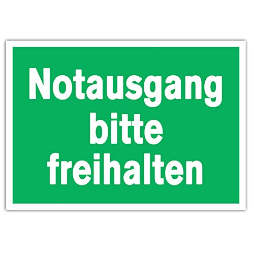 5 Stück Notausgang bitte freihalten Premium Aufkleber A4 Sticker 21 x 29,7 cm Rettungswegschild mit UV Schutz für Außenbereich Innenbereich