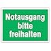 Produktbild 10 Stück Notausgang bitte freihalten Premium Aufkleber A4 Sticker 21 x 29,7 cm Rettungswegschild mit UV Schutz für Außenbereich Innenbereich
