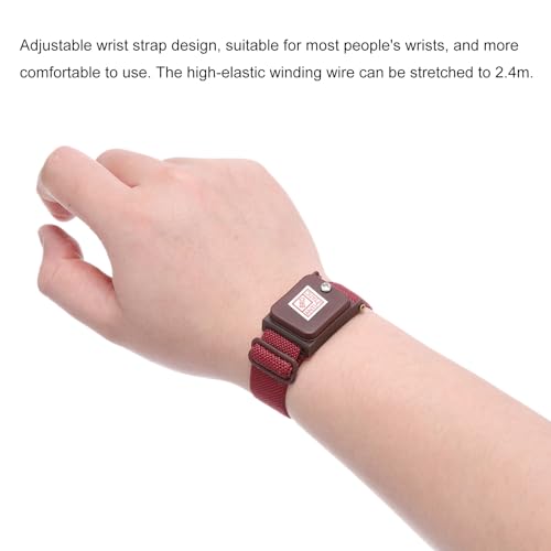 Image of MECCANIXITY 2Pcs Anti Static Wrist Strap, ESD Antistatic Bracelet Adjustable Cordless with Spare Bracelet for Computer Electronics Repair Maroon Red