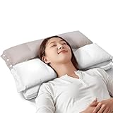 Juliyas 枕 首が痛くならない 人気 まくら 安眠枕【二層構造•耳と後頭部の凹型中空設計】低反発 高反発 抱き枕 いびき防止 首や肩の負担にならない 立体構造40x60cm 6/10cm高さ調節可能 横向き•仰向き•うつ伏せ寝対応 丸洗い可能 やわらかい 100%綿材質 母の日 父の日プレゼント ホワイト ピンク [並行輸入品]