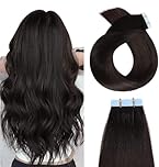 YILITE Tape in Extensions Human Hair 20pcs Invisible Tape Hair Extensions Real Human Hair 40g/Pack Salon Remy Seamless Straight Skin Weft 12 Inch #1B Off Black
