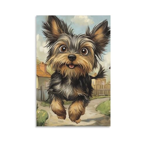 Terrier du Yorkshire décoration pour salon - Grand tableau de chambre moderne