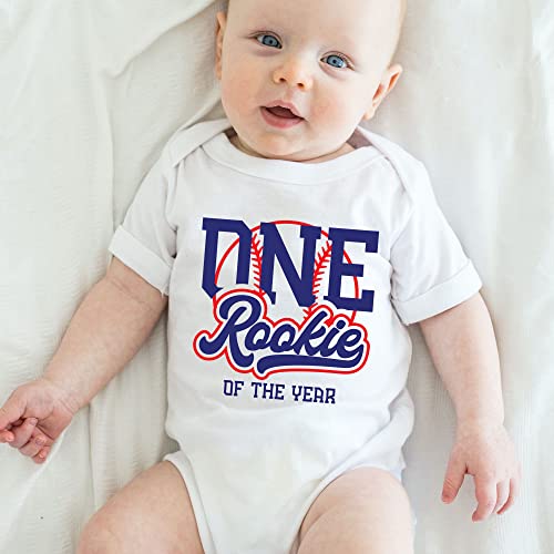 Rookie of the year 1st birthday shirt Boys girls Baseball birthday shirt sports party cake smash shirt I'm one baseball birthday party (6-9m onesie)3