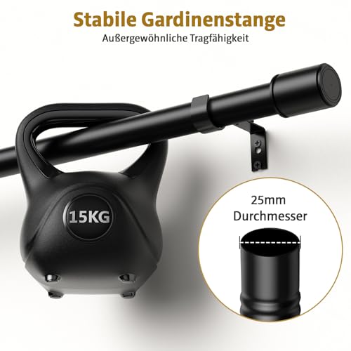 PeSenp Gardinenstange Tragkraft 15 kg und 25 mm Durchmesser