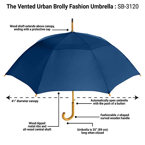 Strombergbrand Umbrellas The Vented Urban Brolly Navy Blue #TOP2
