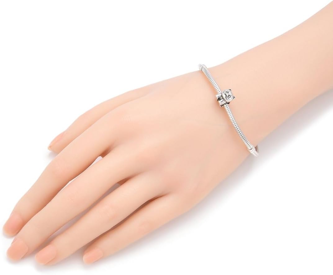 Adabele Sterling Silver Dog Cat Large Hole Bead Charm Nickel Free Fits 3mm Chain Bangle Charm Bracelet Necklace Personalized Women Jewelry