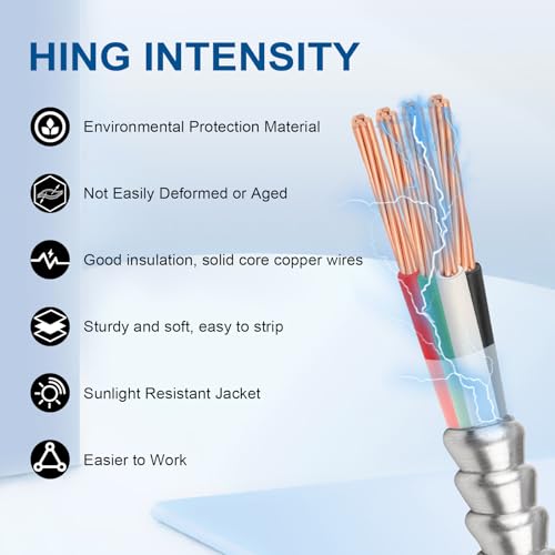 Image of MOOKEERF 6 /3 MC Cable with Ground - 15FT Pure Copper 6AWG /3 Metal Clad Wire with Aluminum Armor 6 Gauge 3 Conductor Type MC Alum Cable