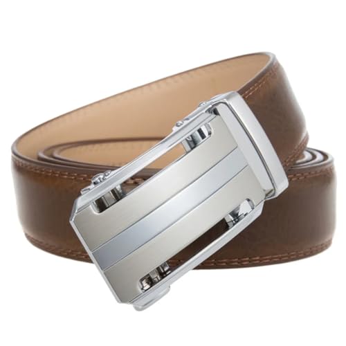 Men's 3.5Cm Wide Leather Belt With Ratchet Buckle For Formal And Casual Wear Aaaa 120cm3