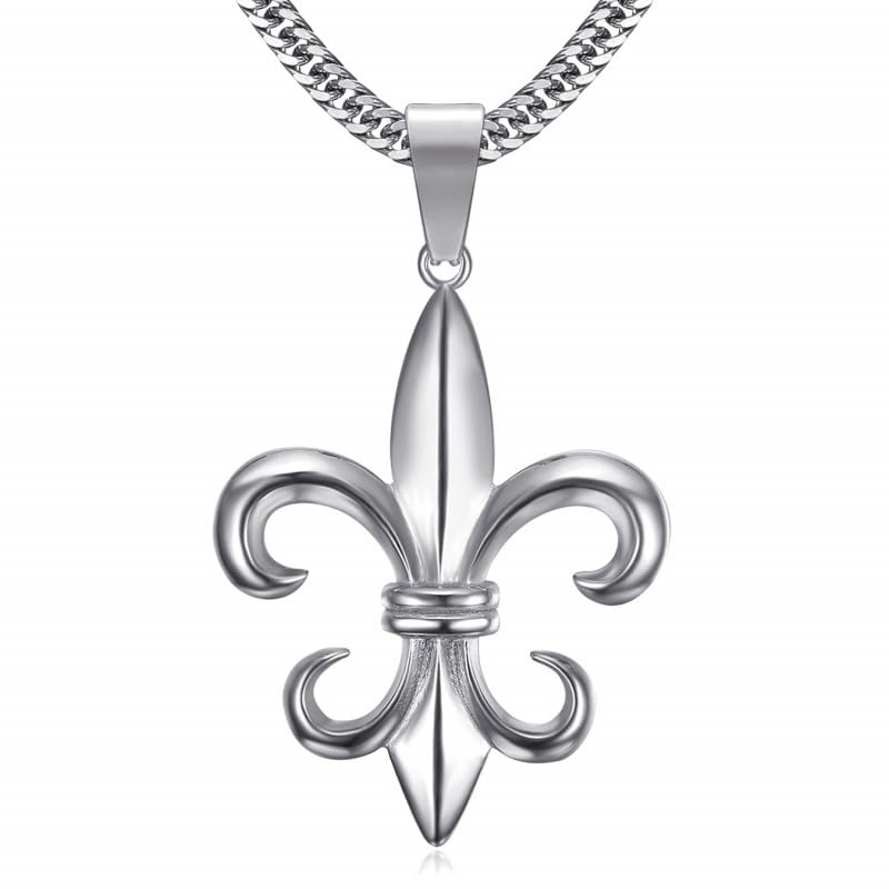 BOBIJOO Jewelry - Pendentif Fleur de lys Acier Inoxydable Chaîne 60cm